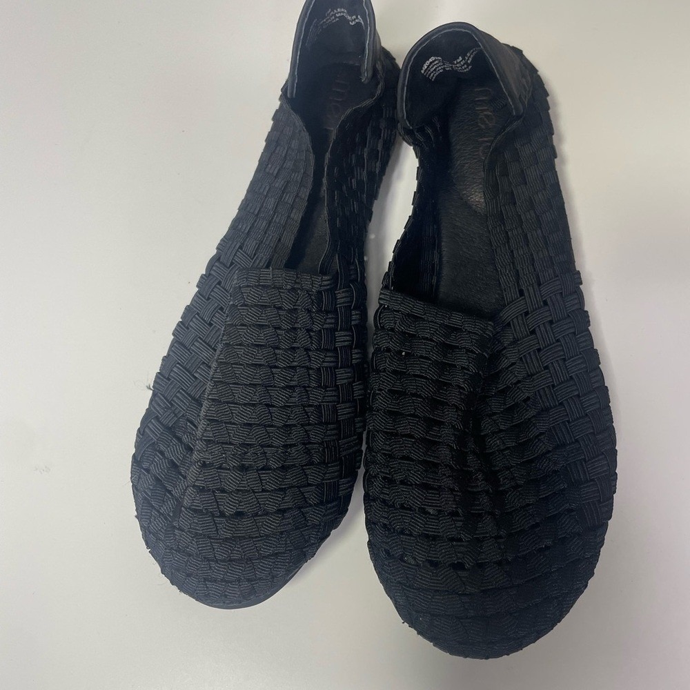 Me Too Sonnets Black Woven Fabric Ballet Flats Slip On Shoes Women Size 7